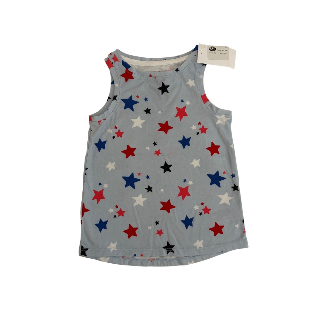 Cat & Jack Toddler Girl 3T Light Blue Star Print Sleeveless Tank Top Patriotic